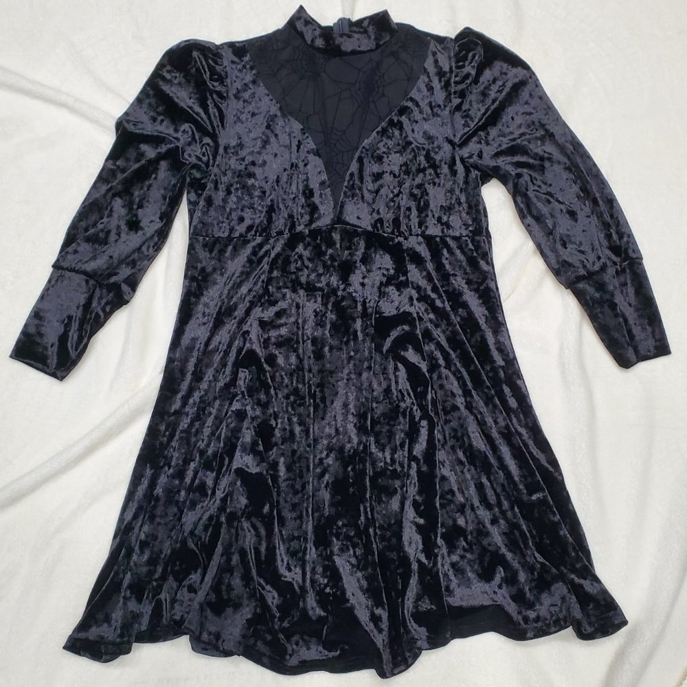 Shein Curve Crushed Velvet Spider Web Dress Size 0XL